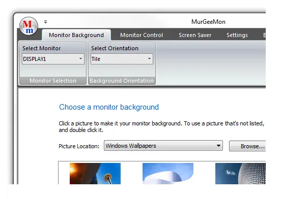 Screenshot of Dual Display Software Utility