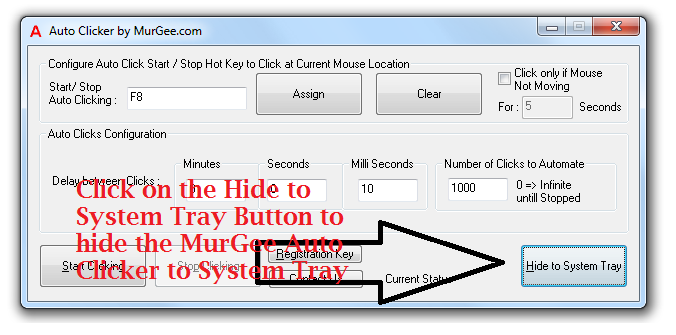 Hide the MurGee Auto Clicker Main Window to System Tray
