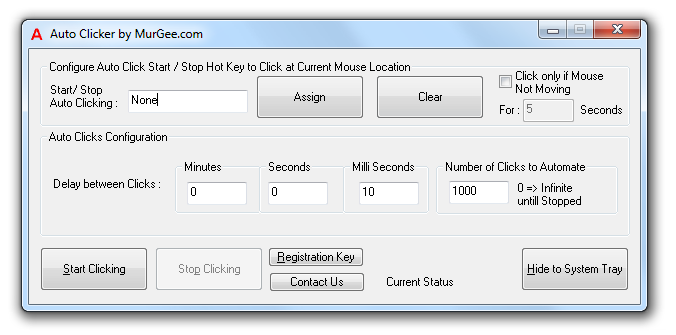 Main Window of MurGee Auto Clicker Software Utility