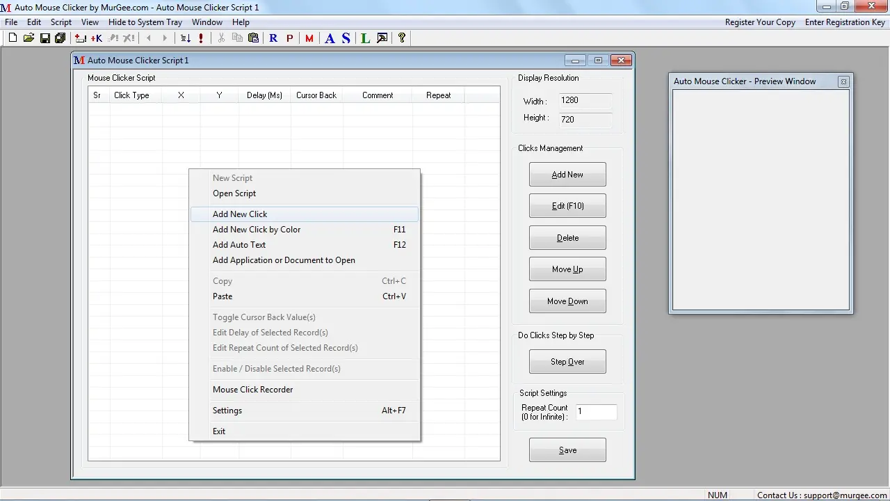 Right Click Option in Auto Mouse Clicker