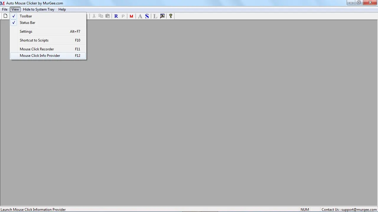 View Menu Option in Auto Mouse Clicker