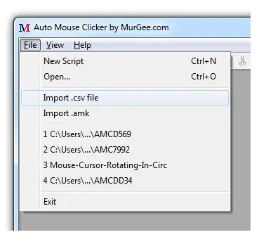 Mouse Click Import from .csv file