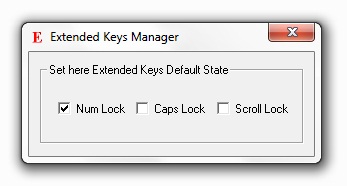 Screenshot of Extened Keys Manager to Control State of Caps, Num and Scroll Lock 