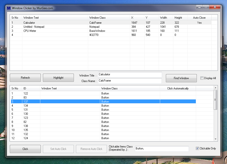 Main Window of Window Clicker Software to Click on Windows Automatically